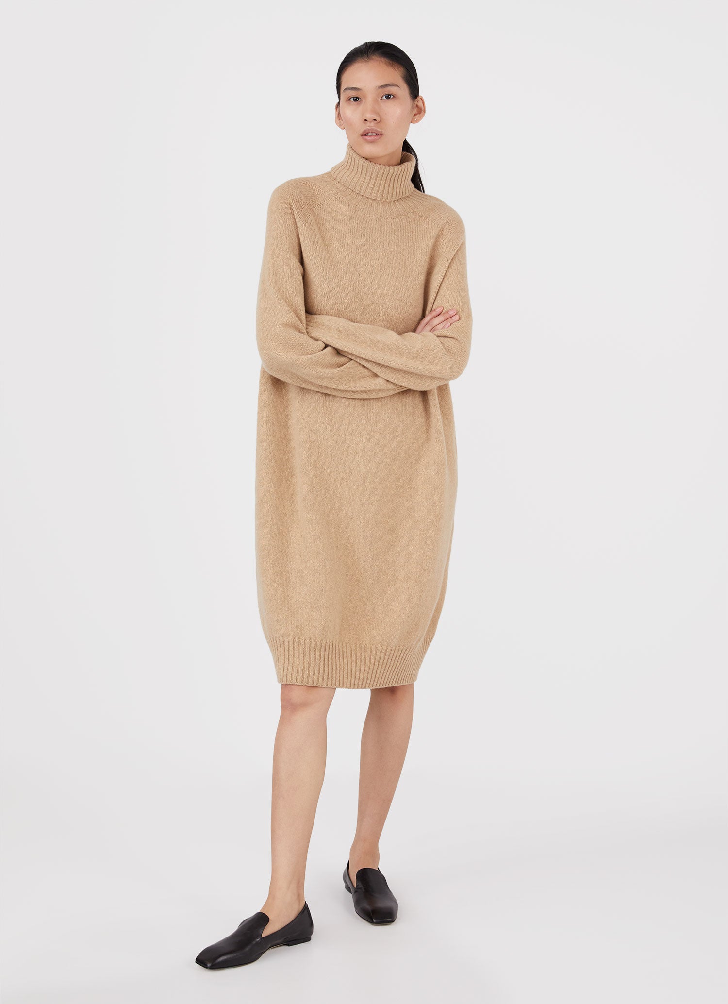 Women's Wool Cashmere Rib Zip Neck in Oatmeal Melange