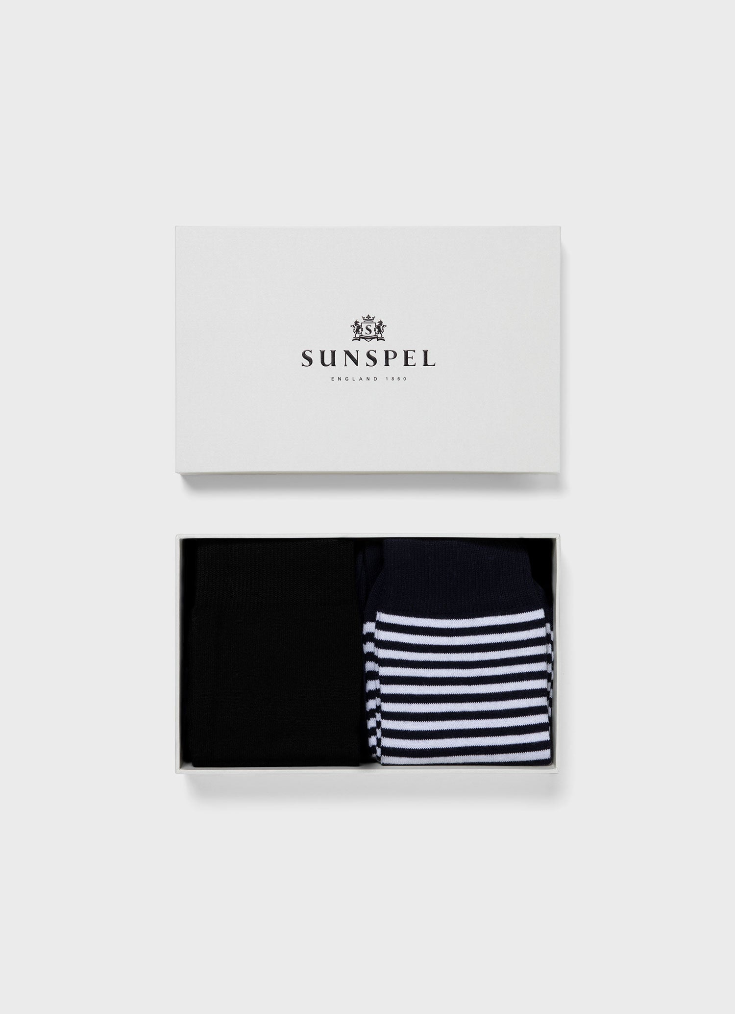 Sock Gift Set in Black/White/Navy English Stripe