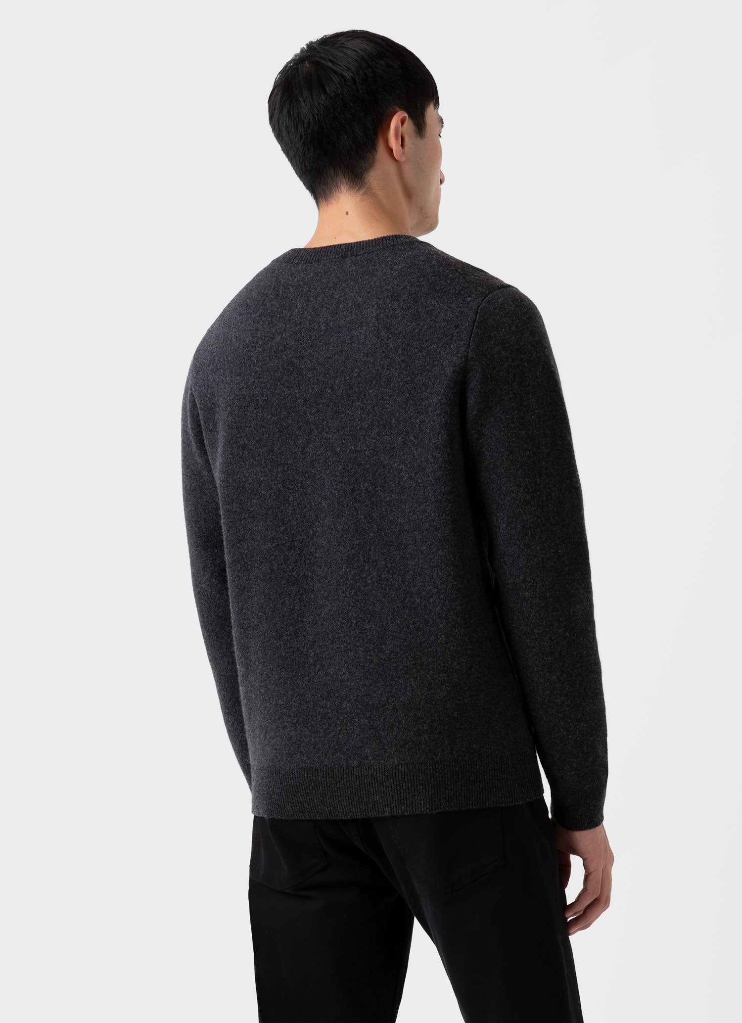 Men's Craig Ward Lambswool Jumper in Charcoal Melange