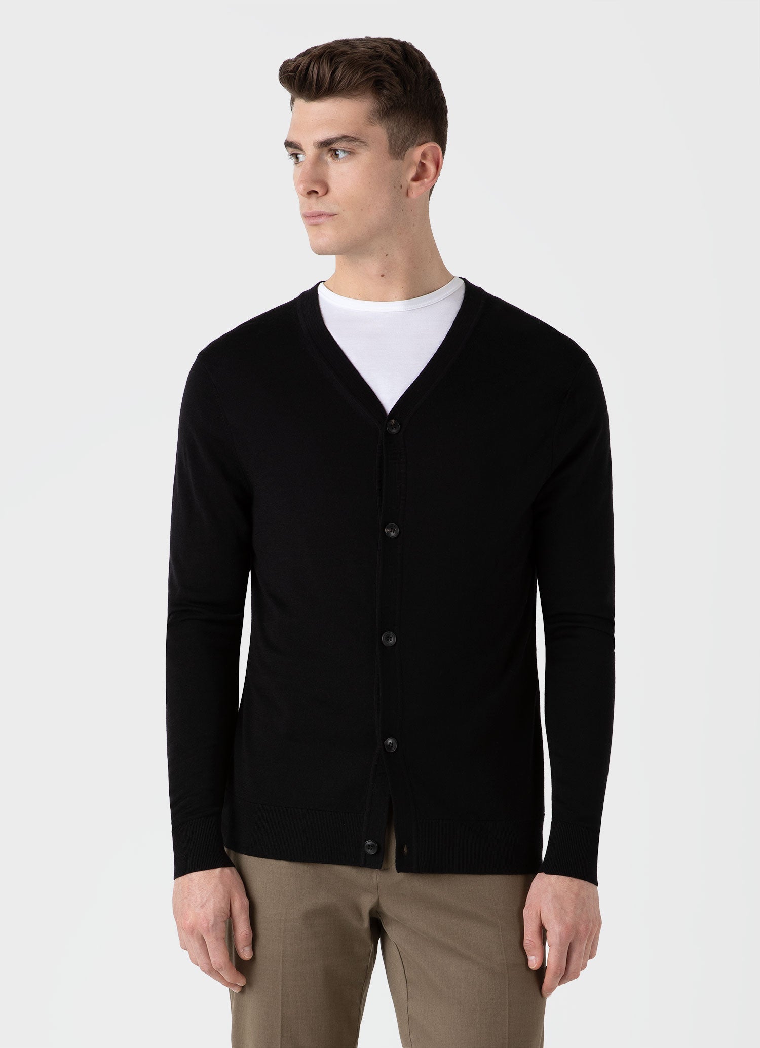 Men's Merino Cardigan in Black