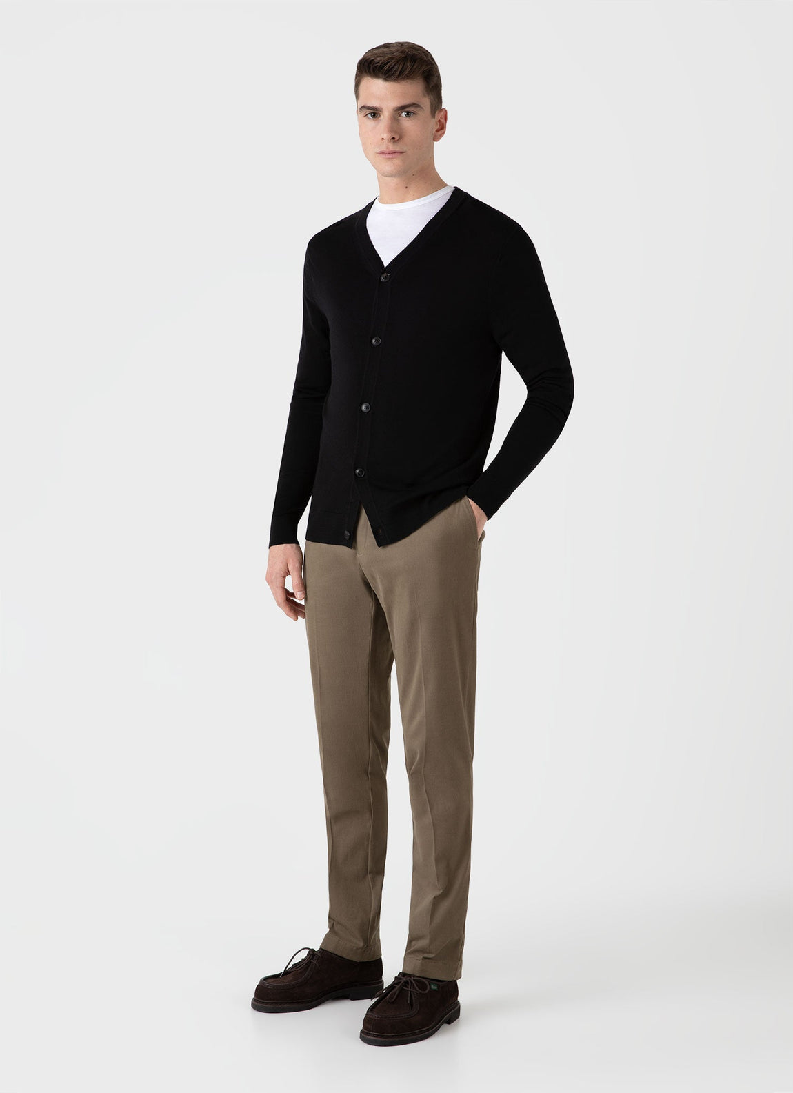 Men's Merino Cardigan in Black