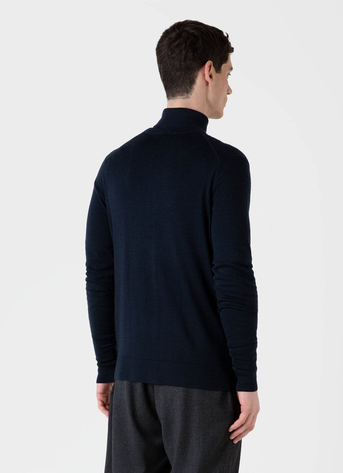 Men's Merino Cardigan in Light Navy