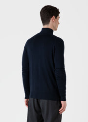 Men's Merino Cardigan in Light Navy