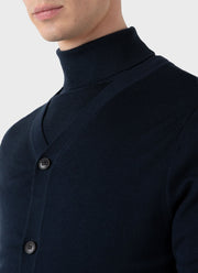 Men's Merino Cardigan in Light Navy