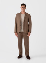 Men's Cotton Linen Unstructured Blazer in Dark Tan