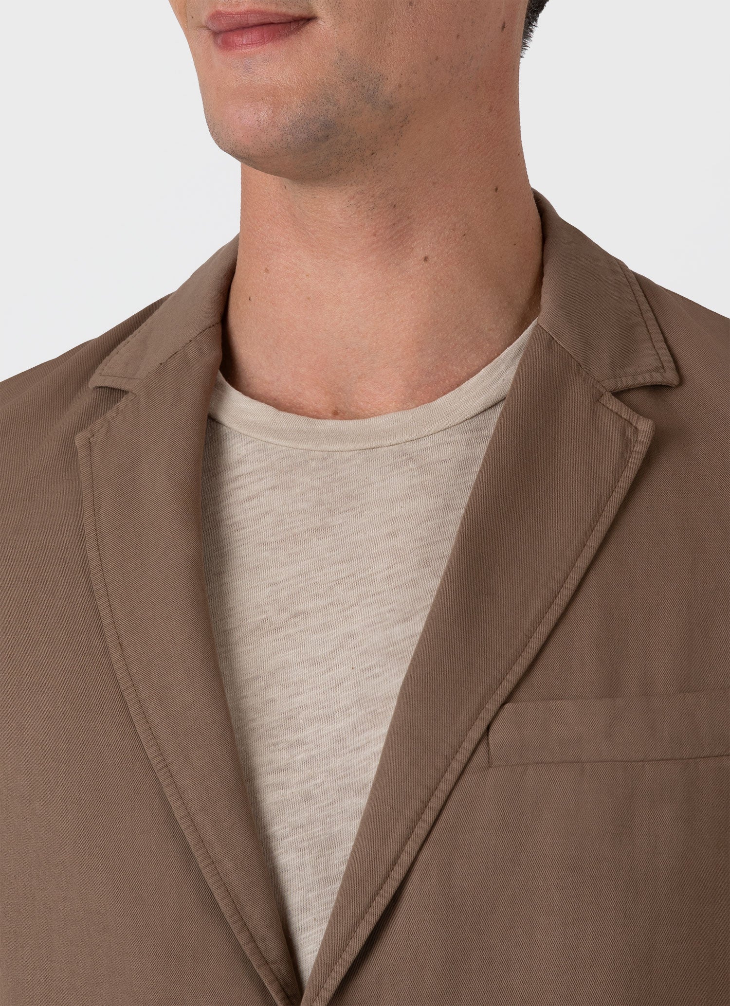 Men's Cotton Linen Unstructured Blazer in Dark Tan