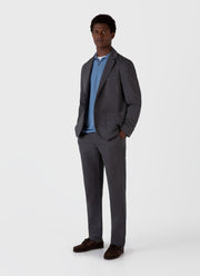 Men's Cotton Linen Unstructured Blazer in Charcoal