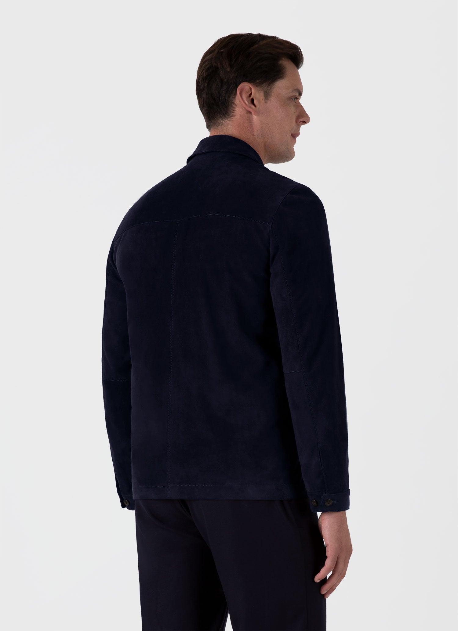 Men's Suede Harrington Jacket in Navy