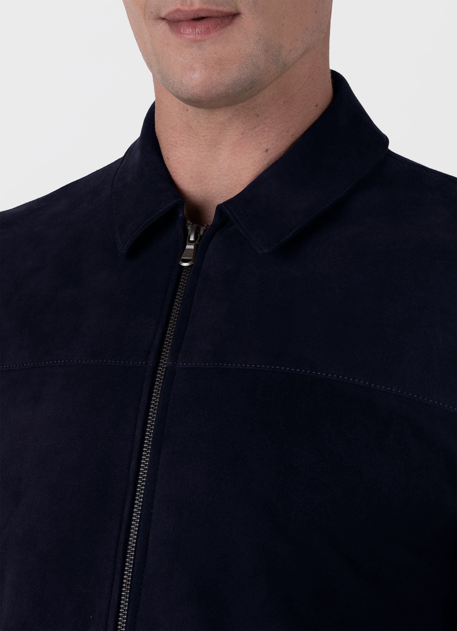 Men's Suede Harrington Jacket in Navy