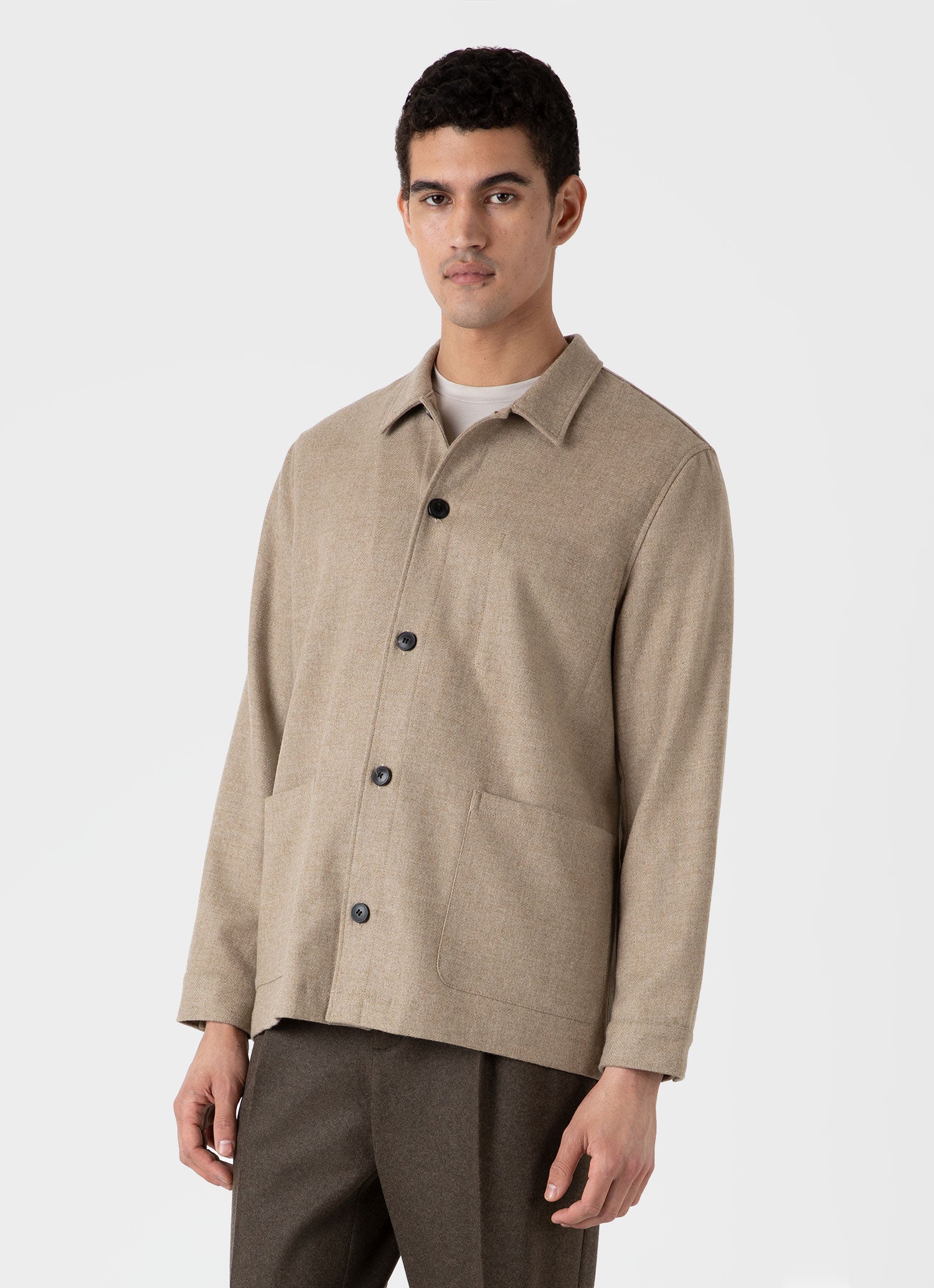 Men's Wool Twin Pocket Jacket in Sandstone