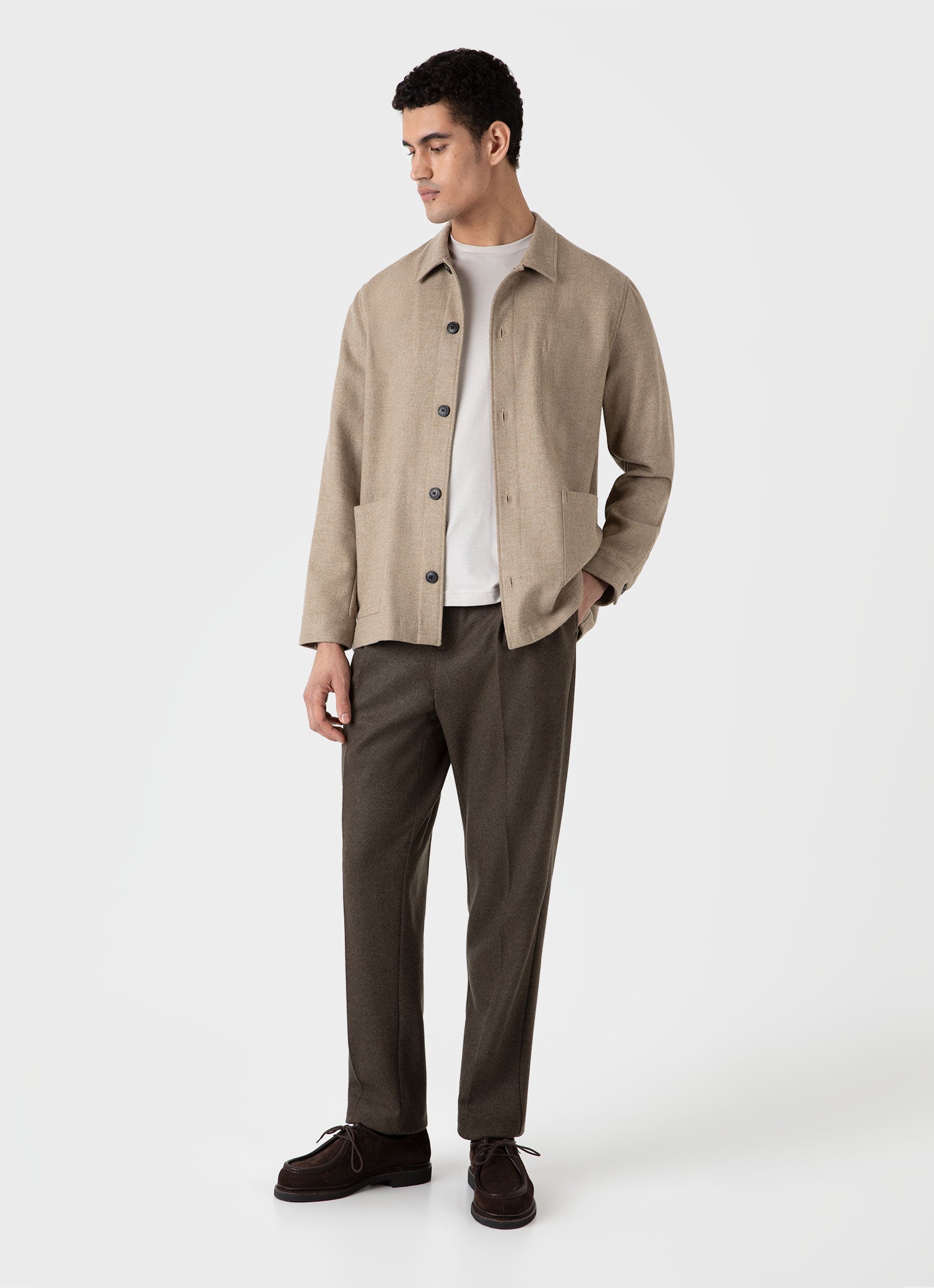 Men's Wool Twin Pocket Jacket in Sandstone