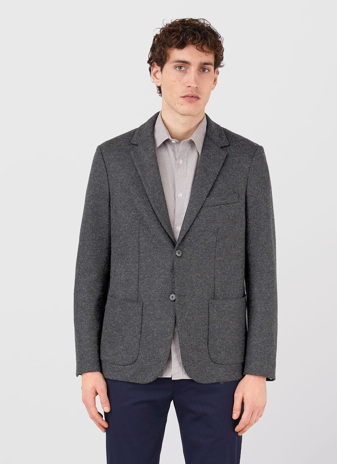 Men's Wool Blazer in Charcoal Melange