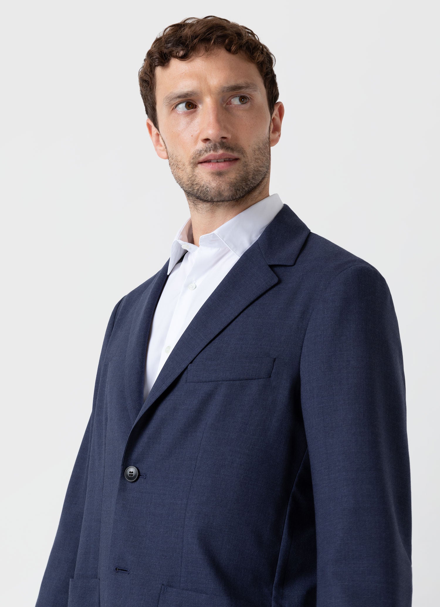 Men's Wool Blazer in Blue Melange