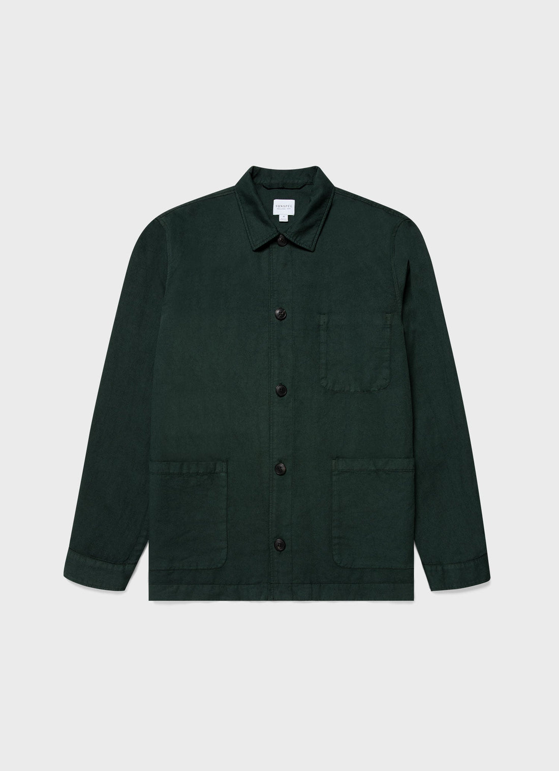 Men's Cotton Linen Twin Pocket Jacket in Seaweed