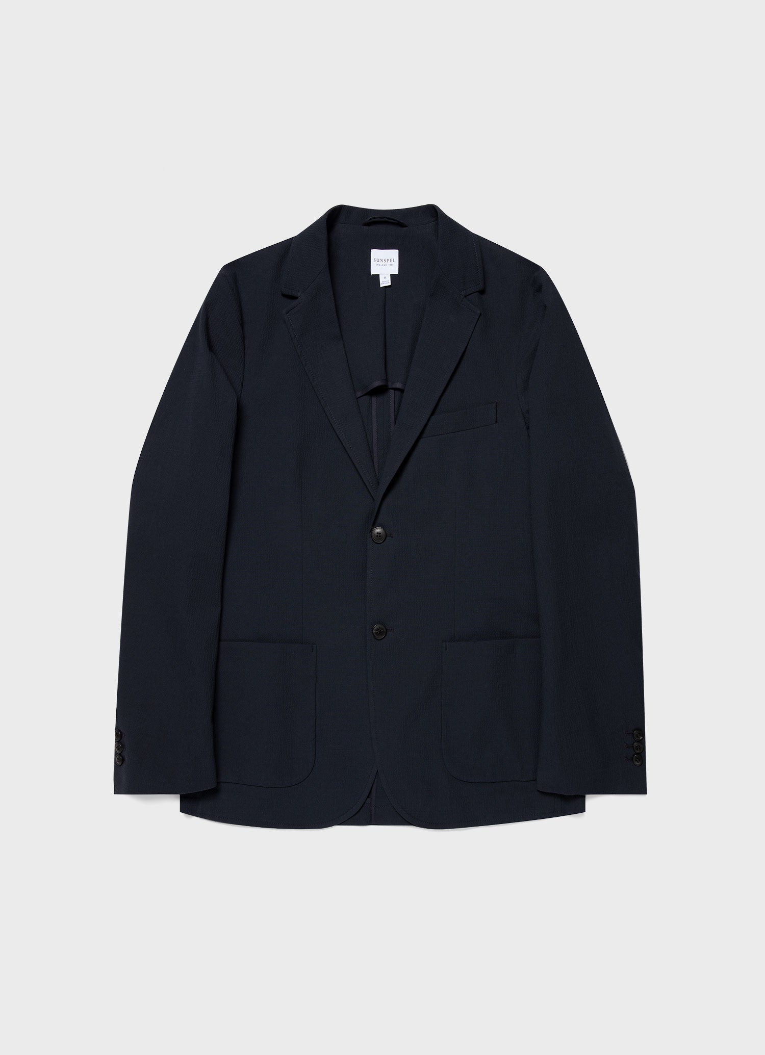 シアサッカー ツーピーススーツ（Navy）| Sunspel