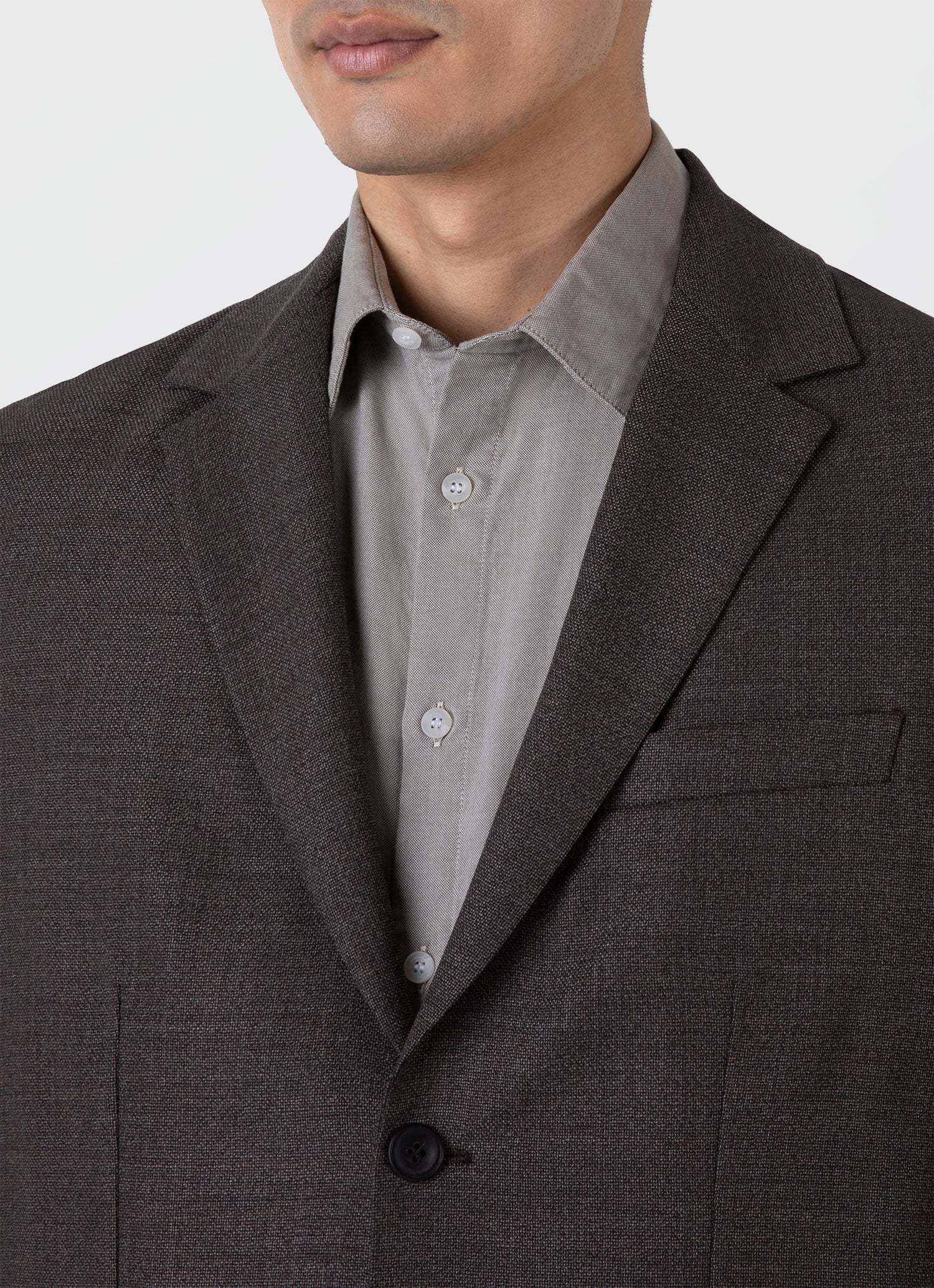 Men's Lightweight Travel Wool Blazer in Light Coffee Melange