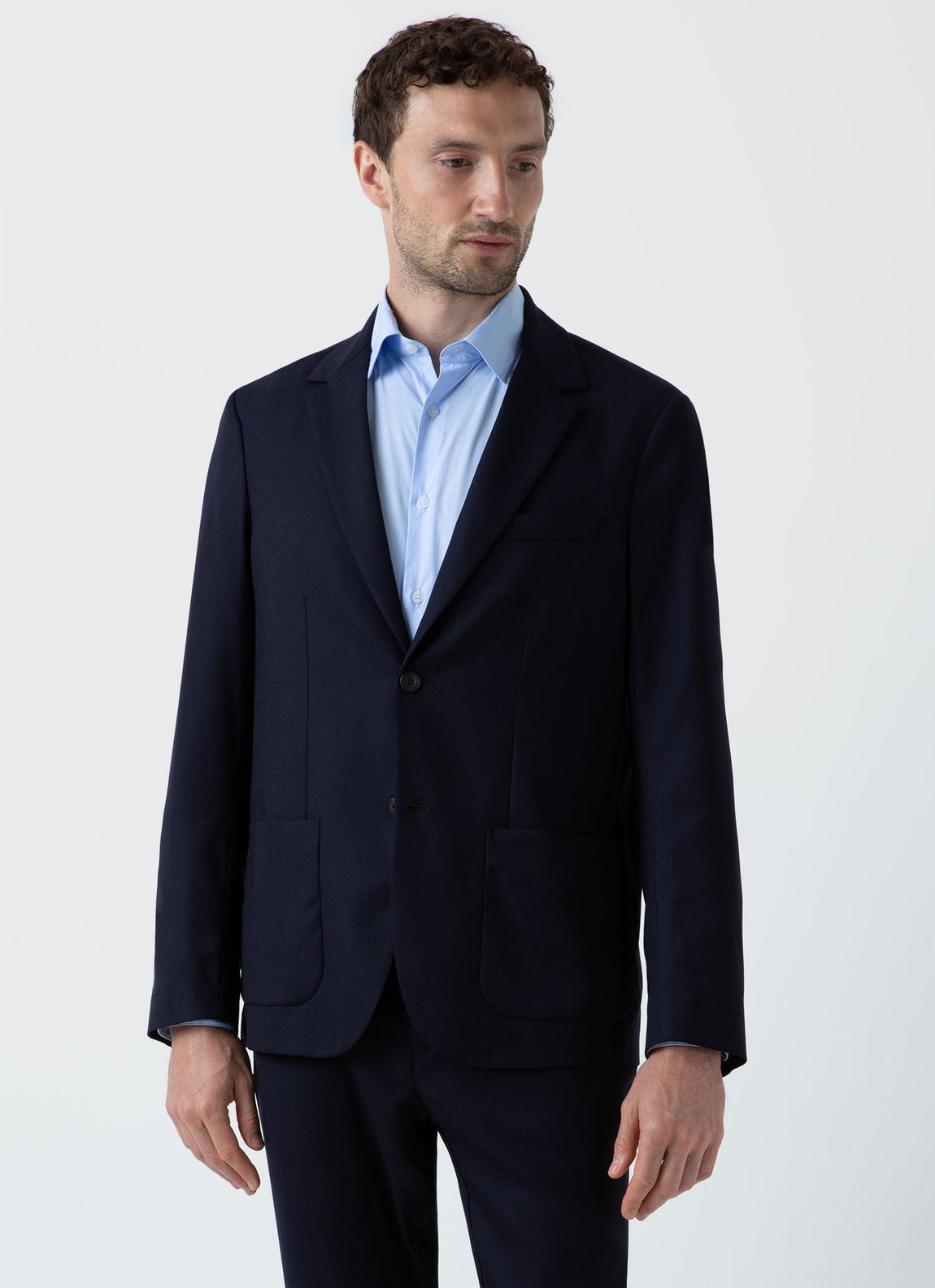 Men's Lightweight Travel Wool Blazer in Navy