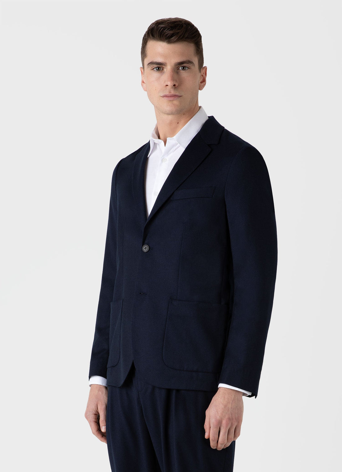 Men's Wool Flannel Blazer in Navy Melange