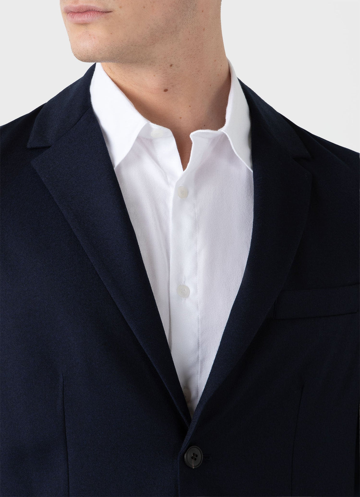 Men's Wool Flannel Blazer in Navy Melange