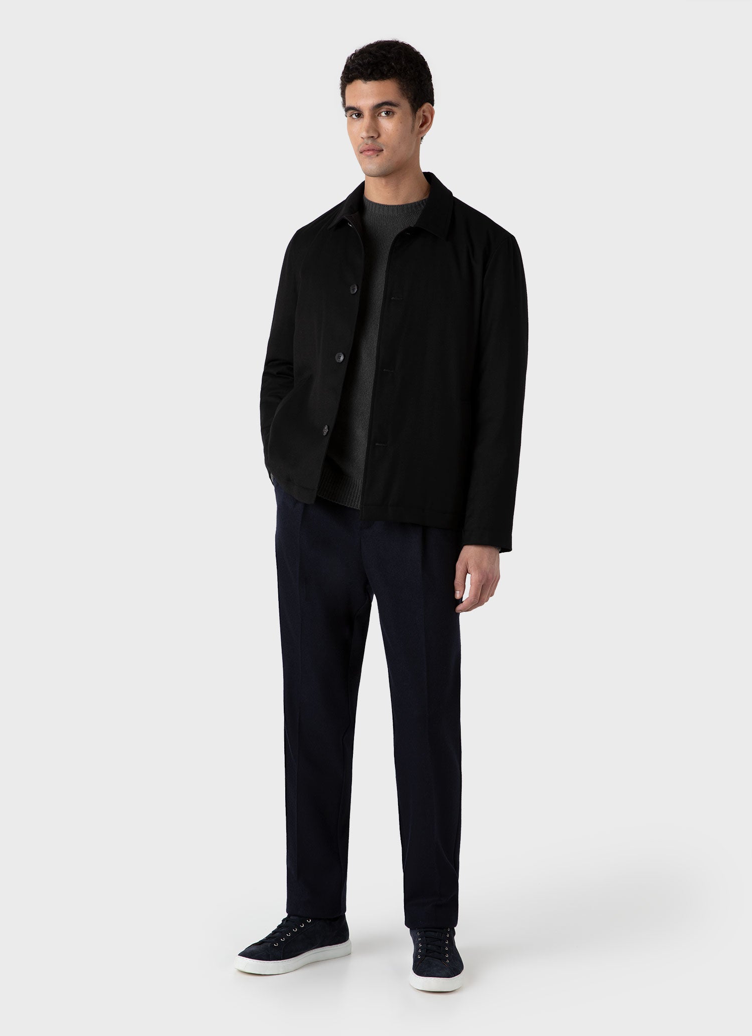 Men's Insulated Wool Jacket in Black