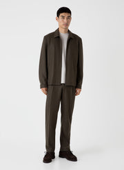 Men's Boiled Wool Zip Jacket in Dark Khaki