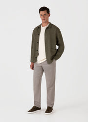 Men's Cotton Linen Twill Twin Pocket Jacket in Khaki