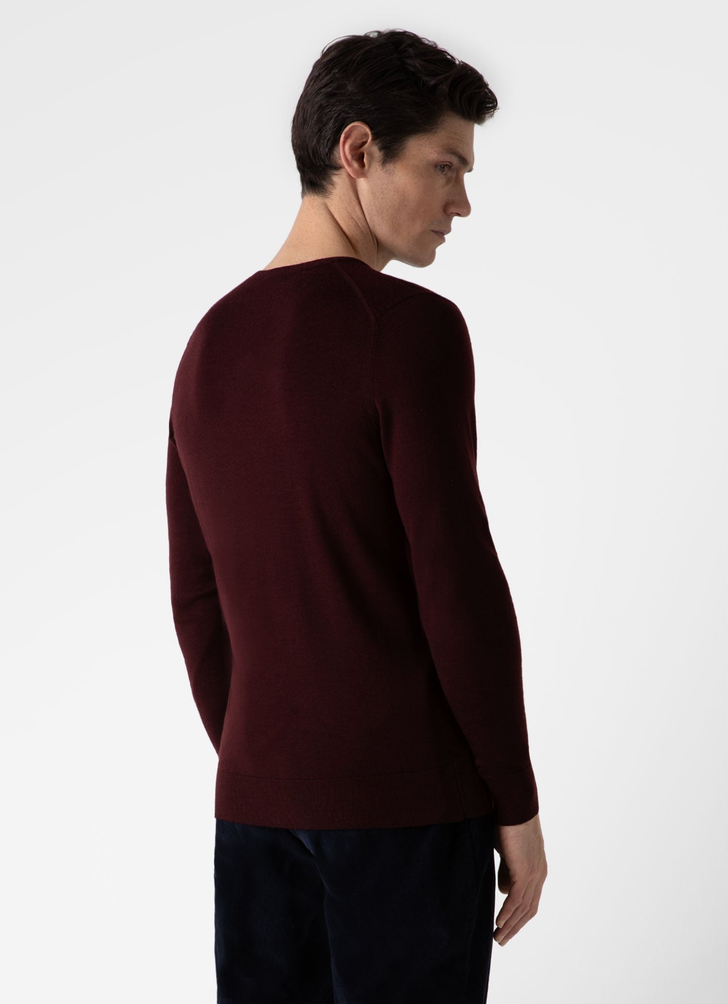 Men's Extra-Fine Merino Crew Neck in Maroon