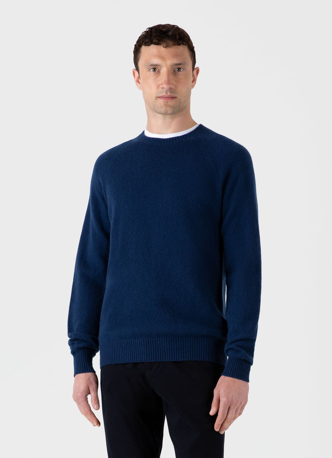 Men's Lambswool Crew Neck Jumper in Naval Blue