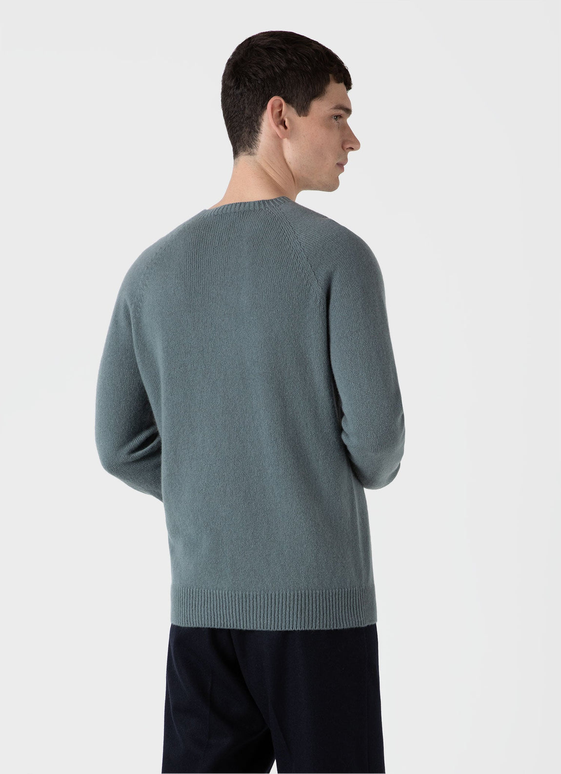 Men's Lambswool Crew Neck Jumper in Smoke Green