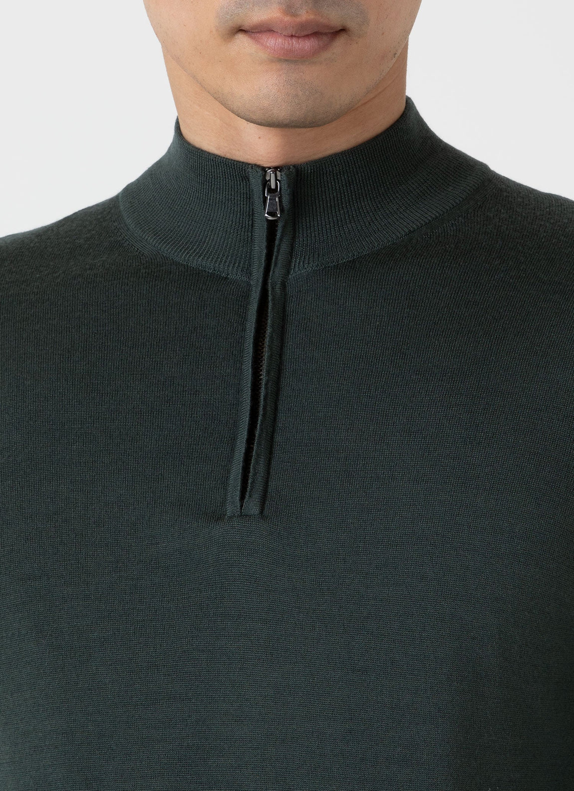 Men's Extra-Fine Merino Zip Neck in Drill Green