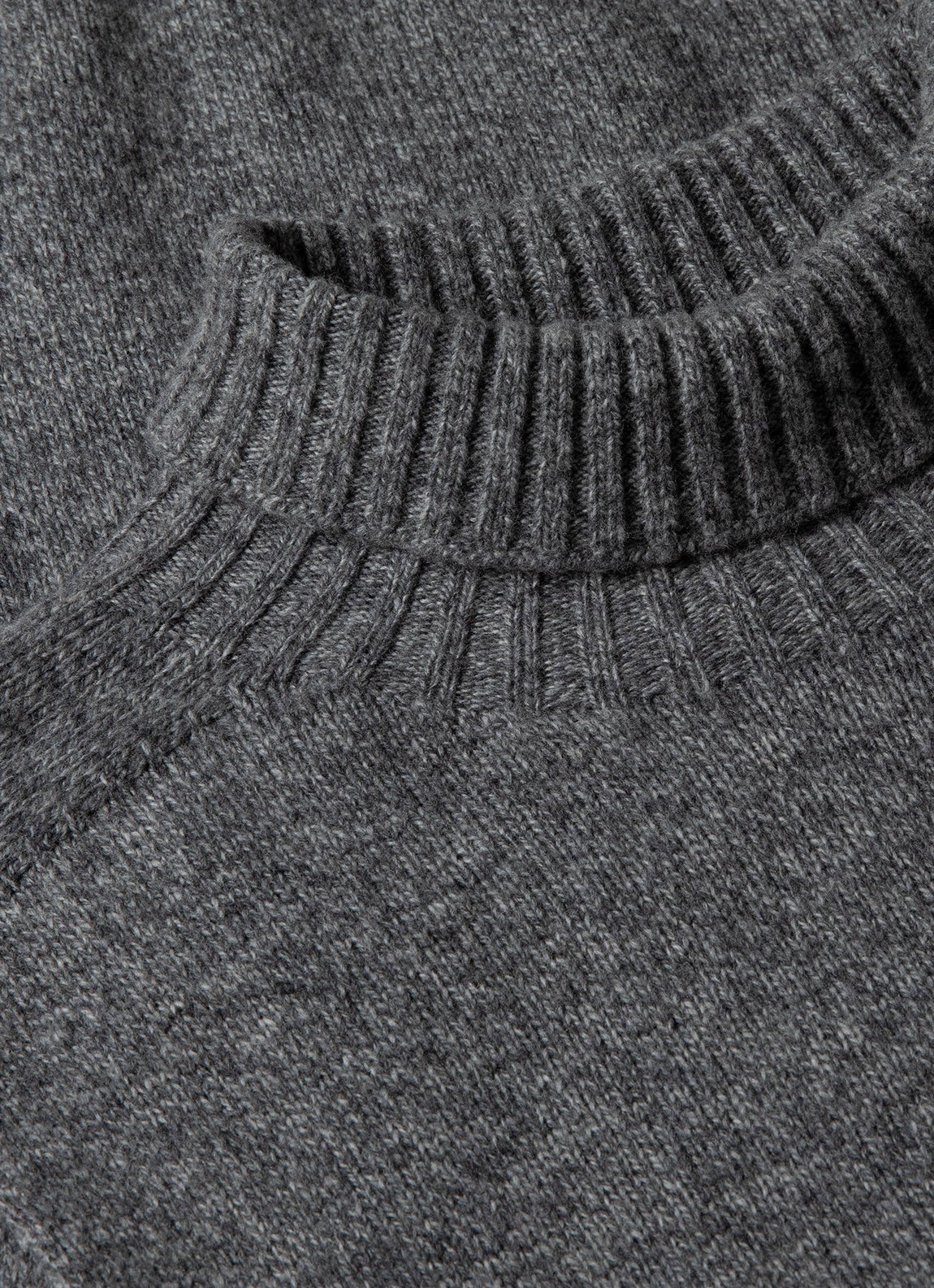 Men's Lambswool Roll Neck in Mid Grey Melange