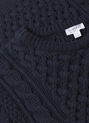 Men's Cable Knit Jumper in Navy