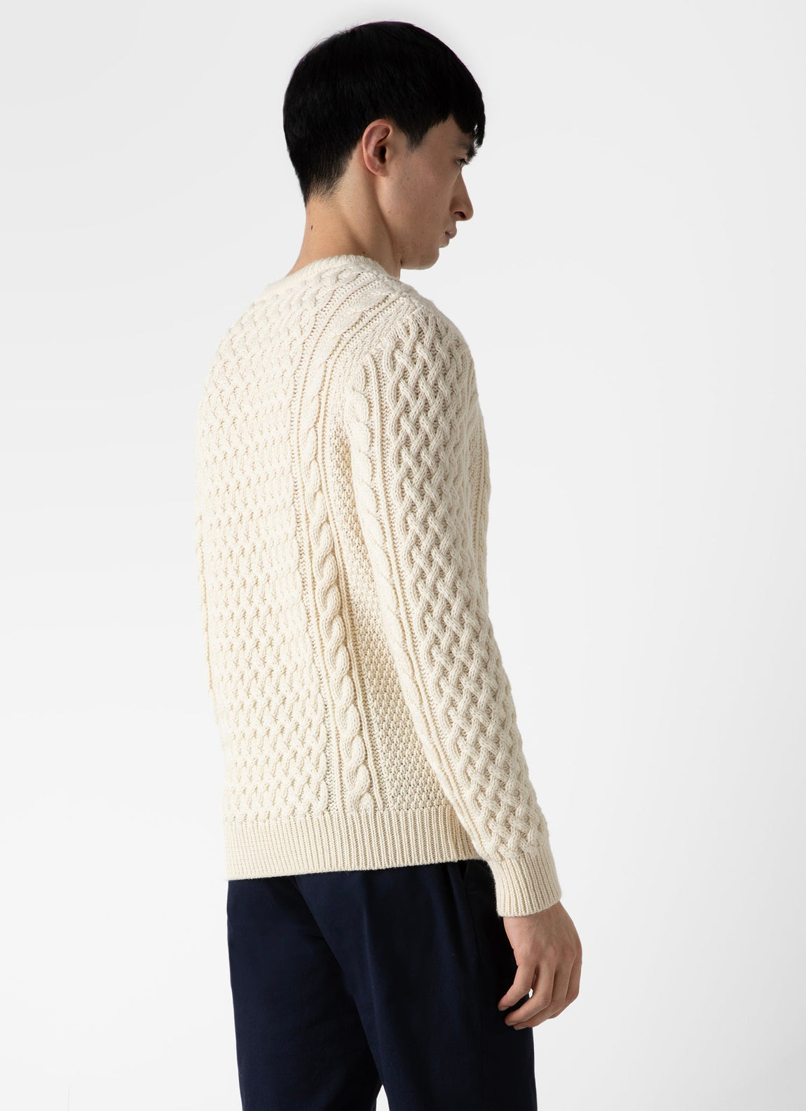 Men's Cable Knit Jumper in Ecru