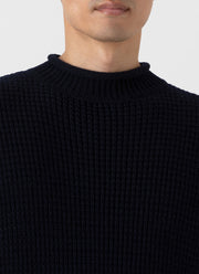 Men's Merino Fisherman Jumper in Navy