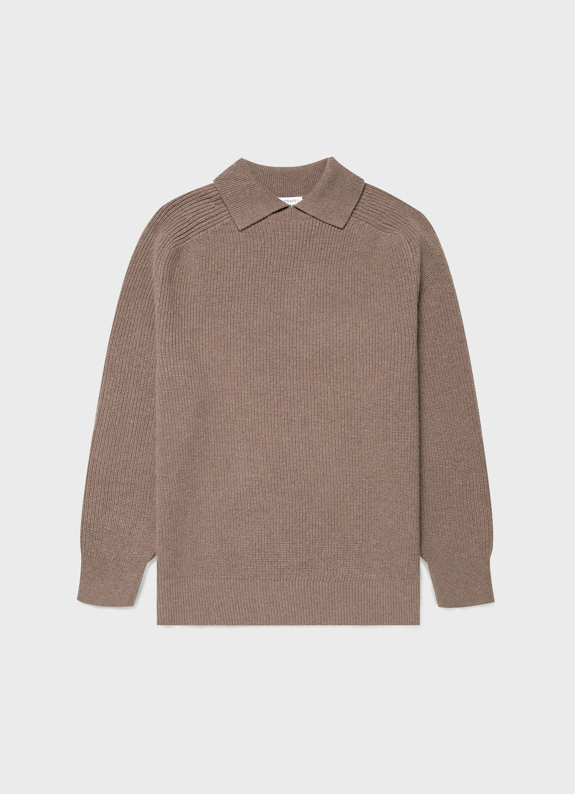 Men's Ribber Polo Neck Jumper in Sandstone