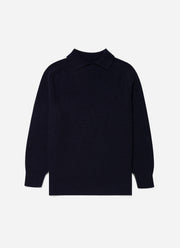 Men's Ribber Polo Neck Jumper in Navy