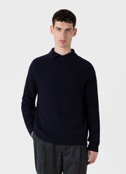 Men's Ribber Polo Neck Jumper in Navy