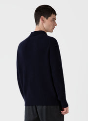 Men's Ribber Polo Neck Jumper in Navy