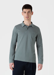 Men's Long Sleeve Riviera Polo Shirt in Smoke Green