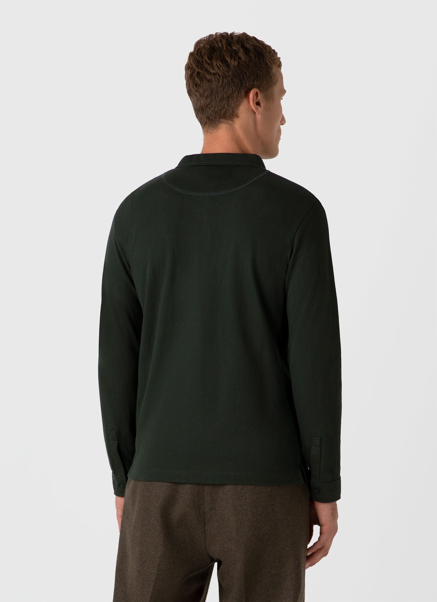 Men's Long Sleeve Riviera Polo Shirt in Holly Green