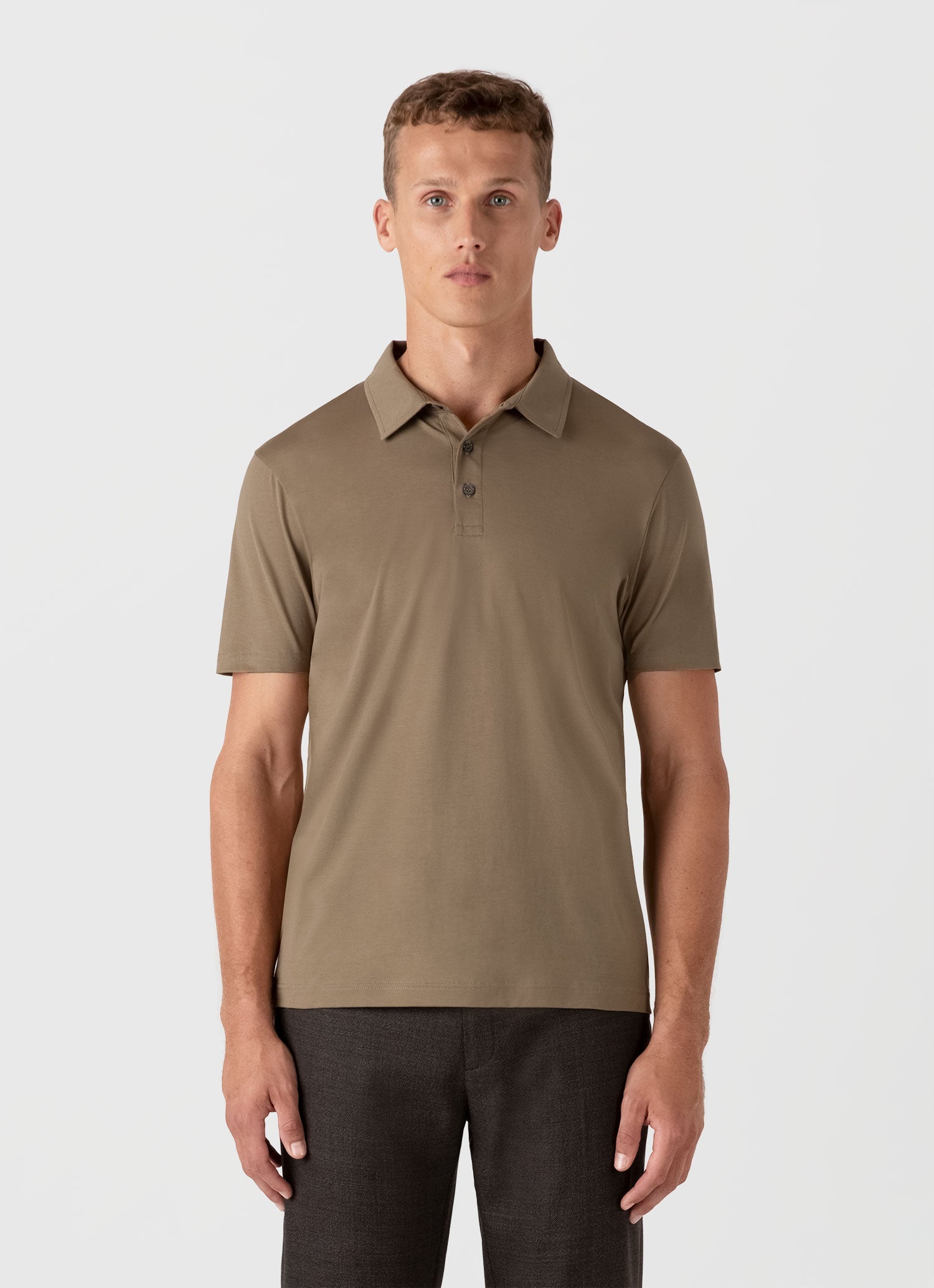 Men's Classic Jersey Polo Shirt in Dark Stone