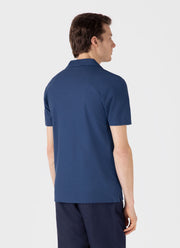 Men's Textured Jersey Polo Shirt in Soft Denim