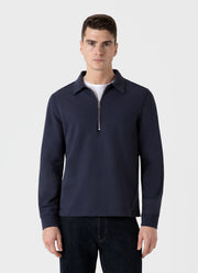 Men's Zip Polo Loopback Sweatshirt in Navy