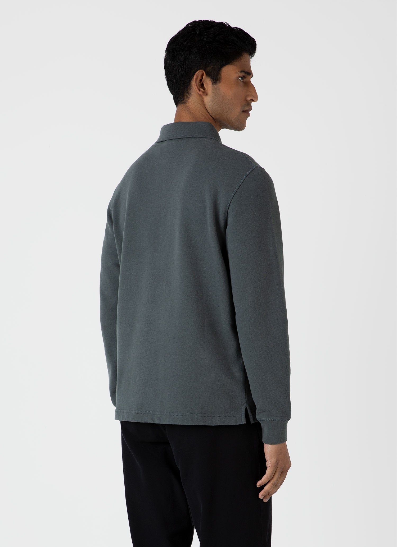 Men's Zip Polo Loopback Sweatshirt in Drill Green