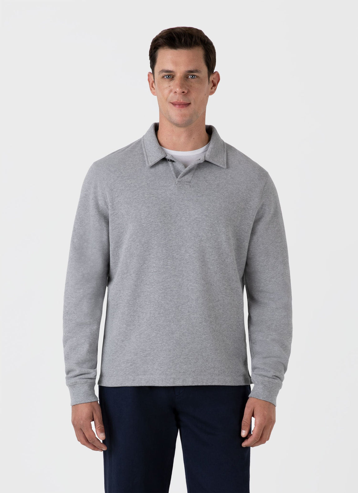 Men's Loopback Polo Sweatshirt in Grey Melange