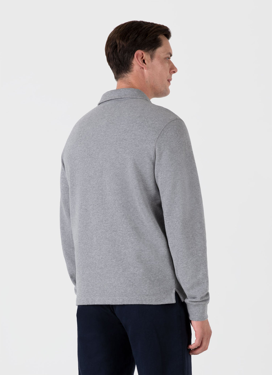 Men's Loopback Polo Sweatshirt in Grey Melange