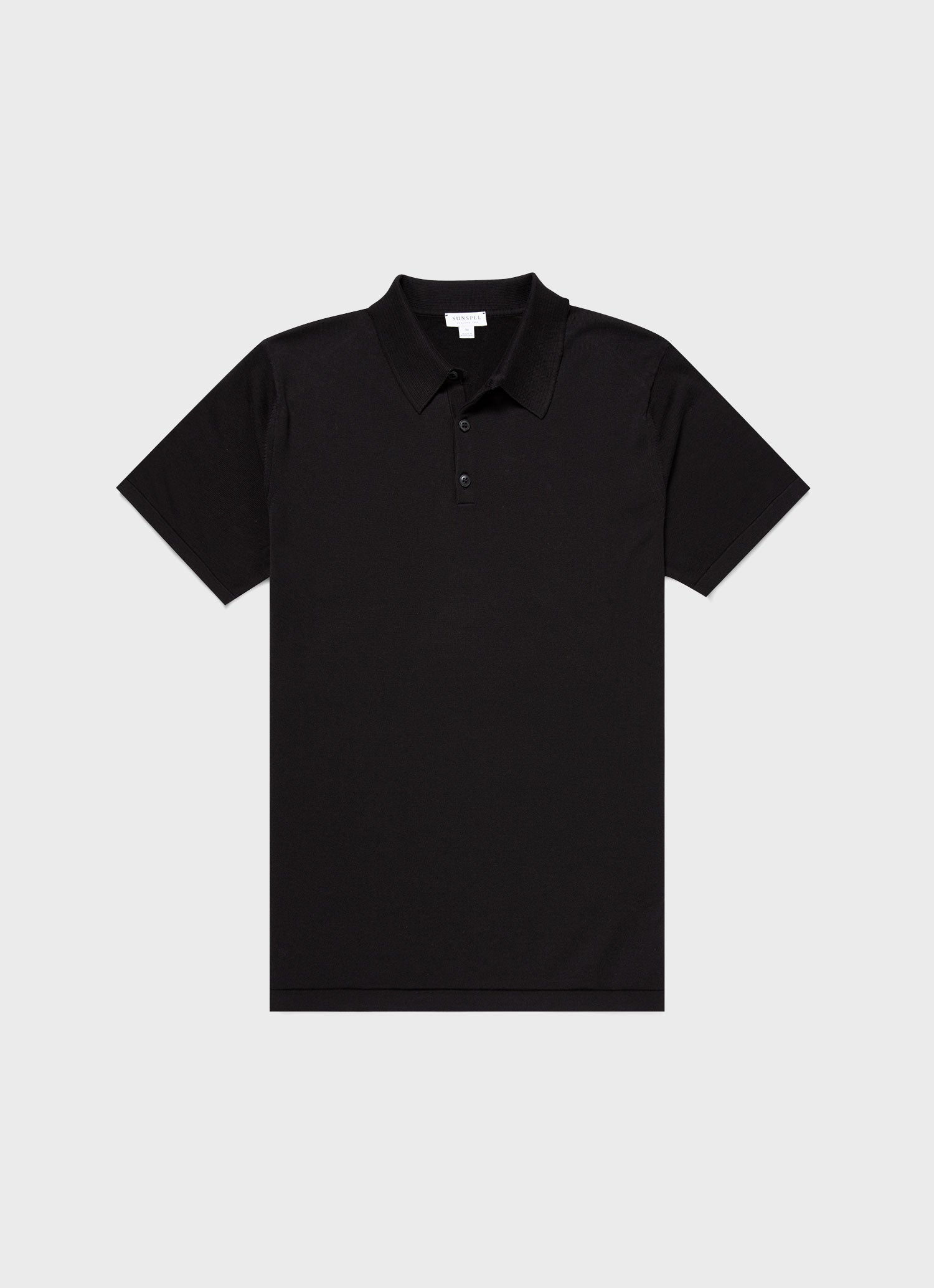 シーアイランドコットンニットポロシャツ（Black）| Sunspel