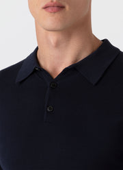 Men's Sea Island Cotton Polo Shirt in Light Navy