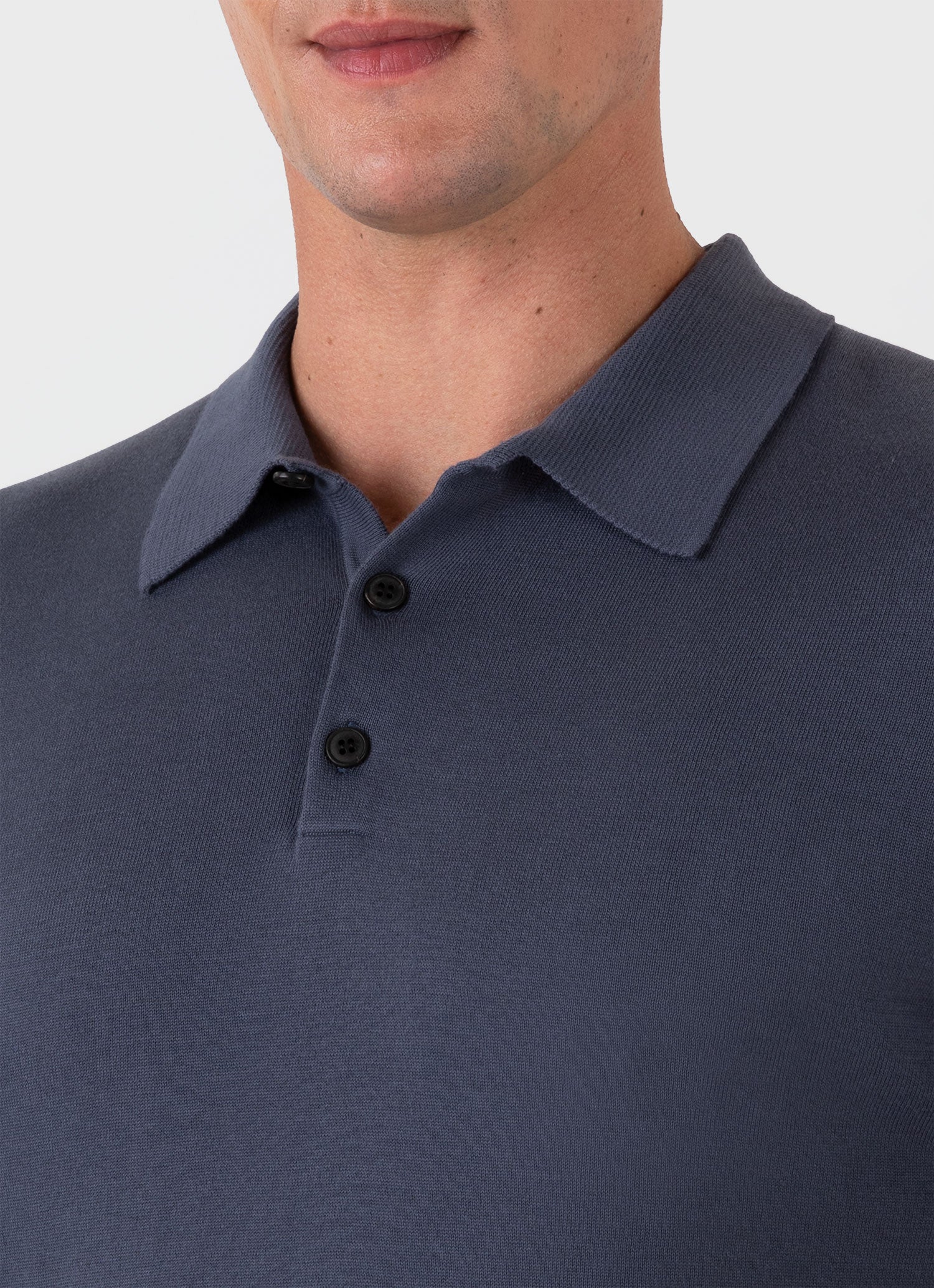 Men's Sea Island Cotton Polo Shirt in Slate Blue