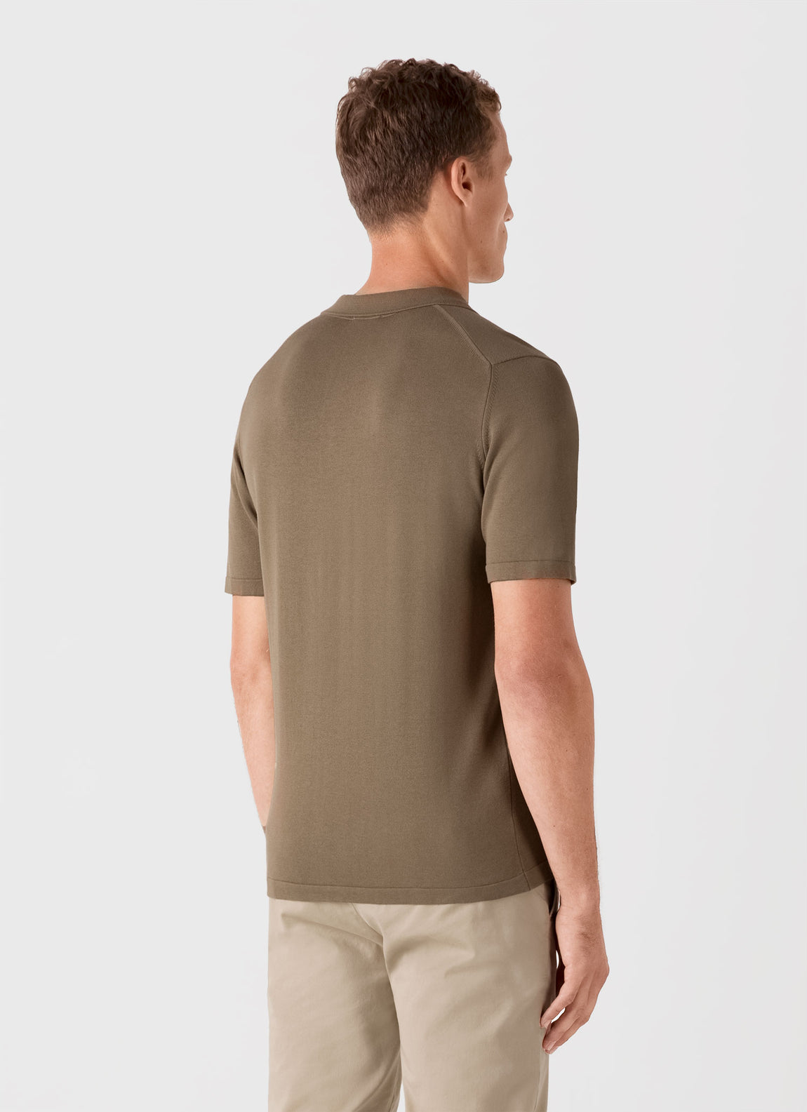 Men's Sea Island Cotton Polo Shirt in Dark Stone